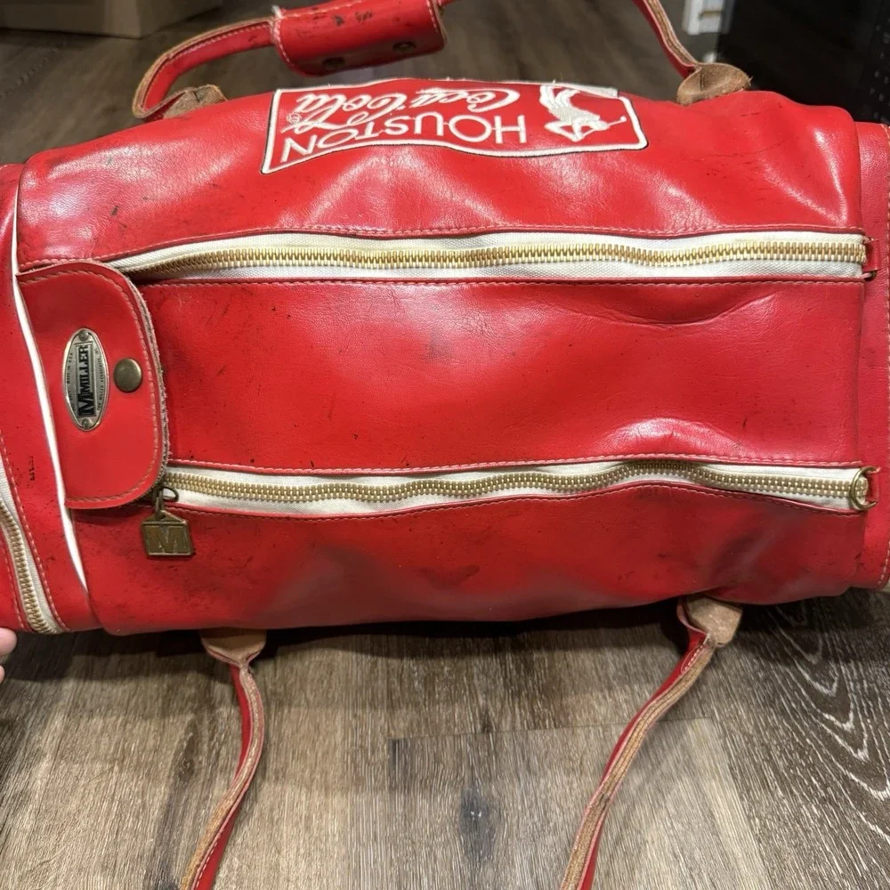 Vintage Houston Open‎ Golf Coca Cola Leather Duffel Bag Red White 50s 60s Talon
